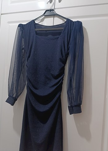 LACİVERT SİMLİ ELBİSE - Görsel 4