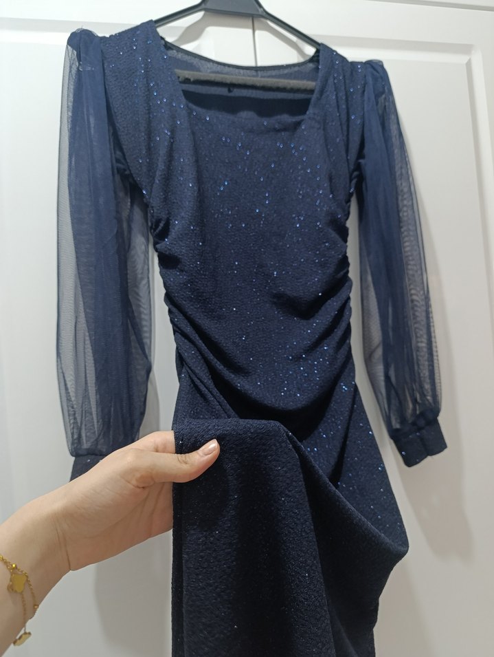 LACİVERT SİMLİ ELBİSE - Görsel 5