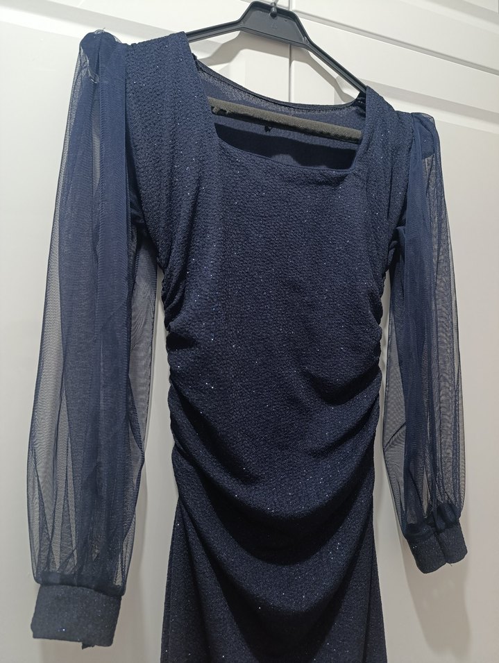 LACİVERT SİMLİ ELBİSE - Görsel 2