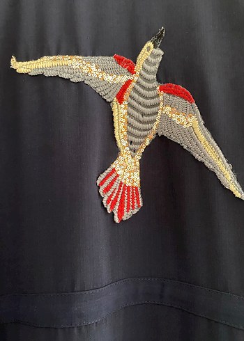 42 Beden Alvina Lacivert Nakışlı kap trenç