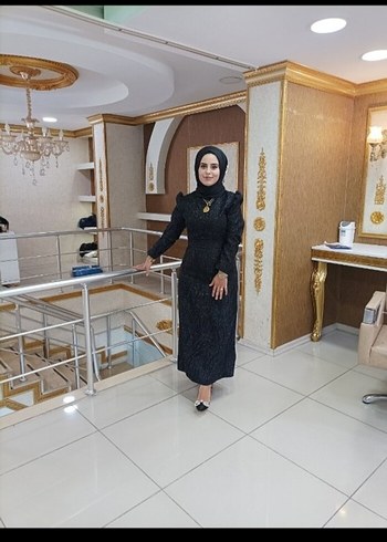 Siyah Yılan Desenli Uzun Kol Abiye Elbise - Görsel 2