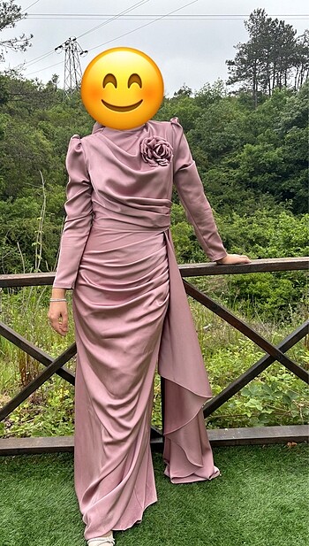 40 Beden pembe Renk Tesettür Abiye