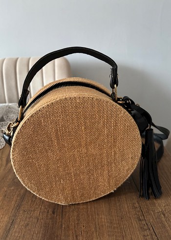 Zincir Detaylı Bej Nakışlı Kadın Çanta Hasır - Görsel 3