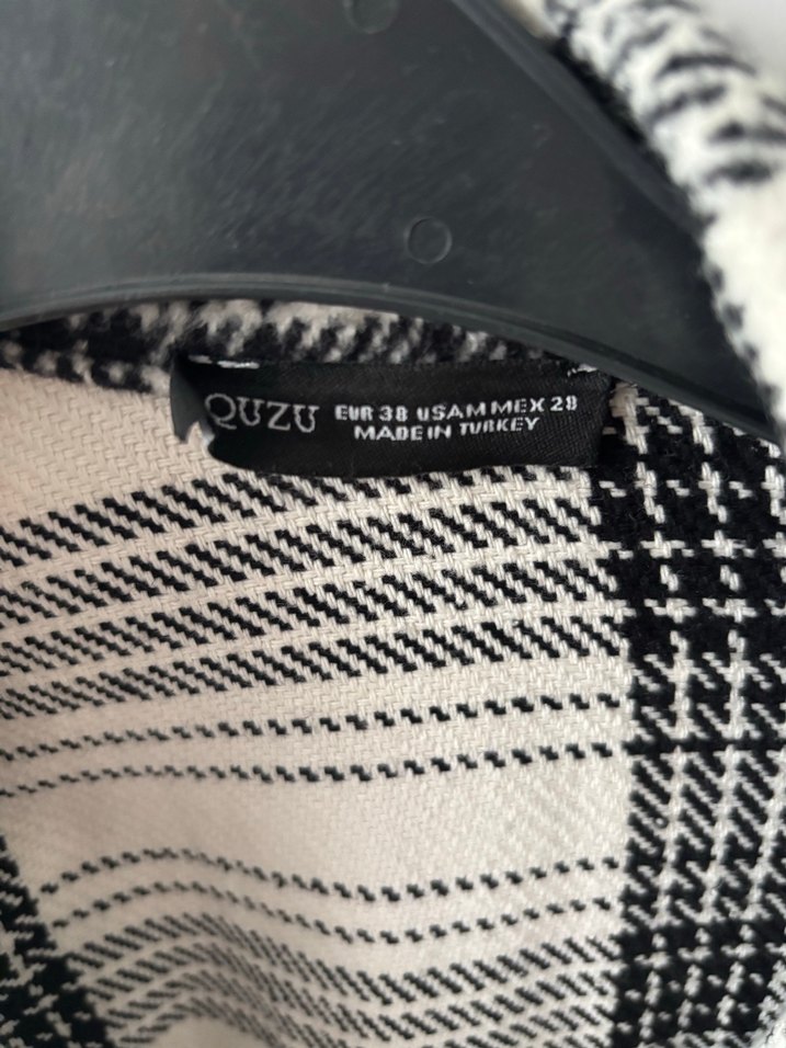 Düğmeli Gri Beyaz Ekose Kadın Gömlek - Görsel 2