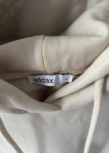 Unisex Bej Kapüşonlu Oversize Sweatshirt Addax - Görsel 2