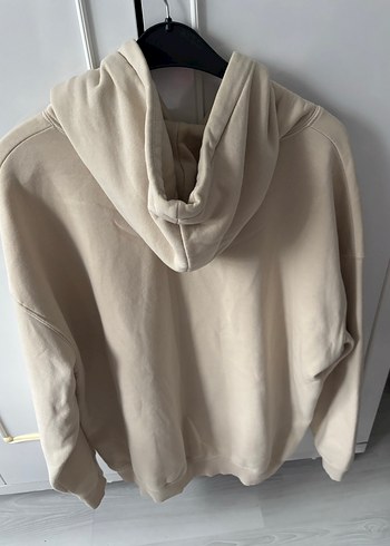 Unisex Bej Kapüşonlu Oversize Sweatshirt Addax - Görsel 3