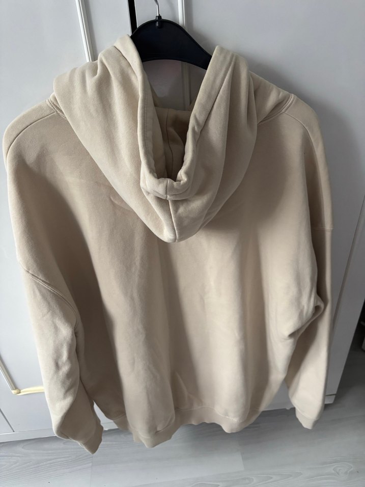 Unisex Bej Kapüşonlu Oversize Sweatshirt Addax - Görsel 3