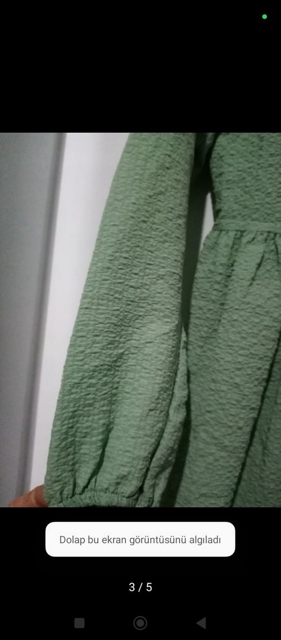 Yeşil Uzun Kollu Keten Tunik - Görsel 4