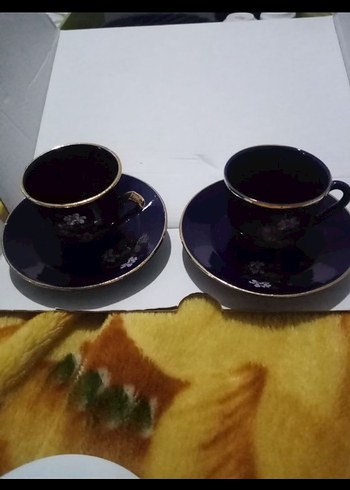 2adet Mor Çiçekli Porselen Fincan - Görsel 2