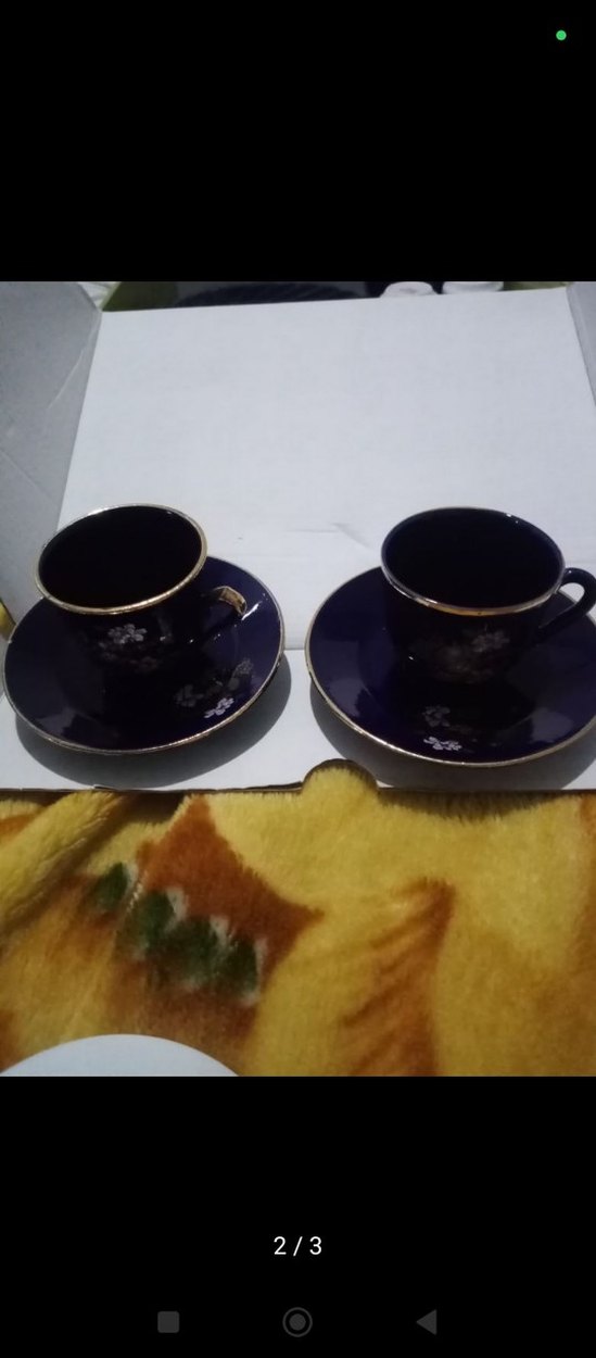 2adet Mor Çiçekli Porselen Fincan - Görsel 2