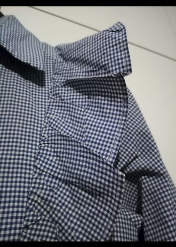 Uzun Kollu Fırfırlı Mavi Kadın tunik - Görsel 3