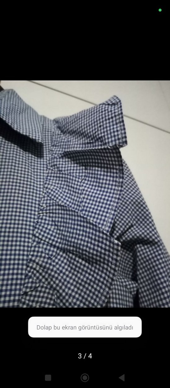 Uzun Kollu Fırfırlı Mavi Kadın tunik - Görsel 3