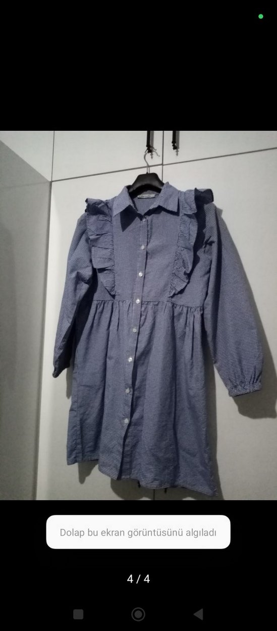 Uzun Kollu Fırfırlı Mavi Kadın tunik - Görsel 4