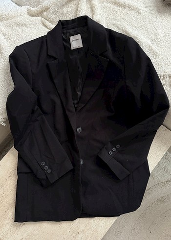 Kadın Siyah Düğmeli Blazer Ceket