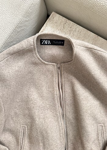 Bej Fermuarlı Kadın Bomber Ceket - Görsel 2