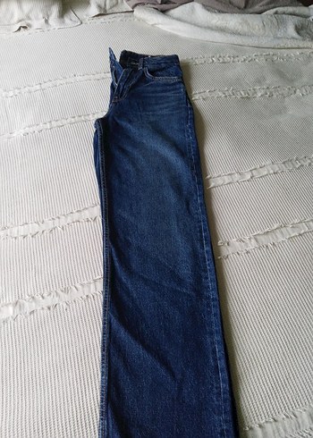 Zara Lacivert Normal Boy Kadın Denim Pantolon