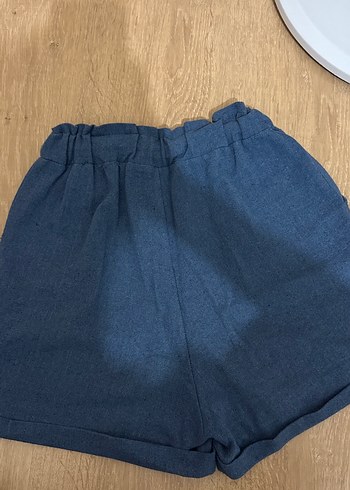 Diğer Kadın Lacivert Yüksek Bel Mini Keten Şort