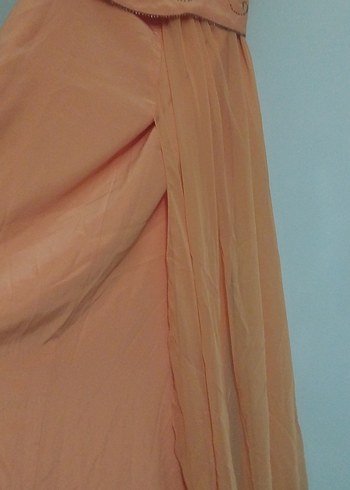 Nakışlı Bej Uzun Abiye Elbise - Görsel 4