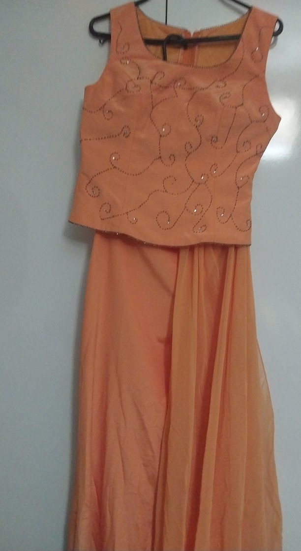 Nakışlı Bej Uzun Abiye Elbise - Görsel 2