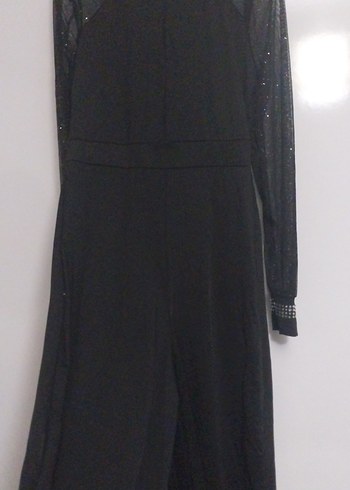 Siyah Pul Detaylı Uzun Kollu Uzun Elbise - Görsel 4