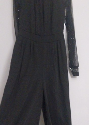 Siyah Pul Detaylı Uzun Kollu Uzun Elbise - Görsel 2