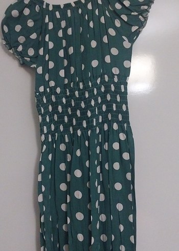 Puantiye Desenli Uzun Bohem Elbise - Görsel 3