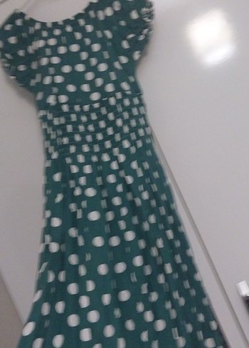 Puantiye Desenli Uzun Bohem Elbise - Görsel 2