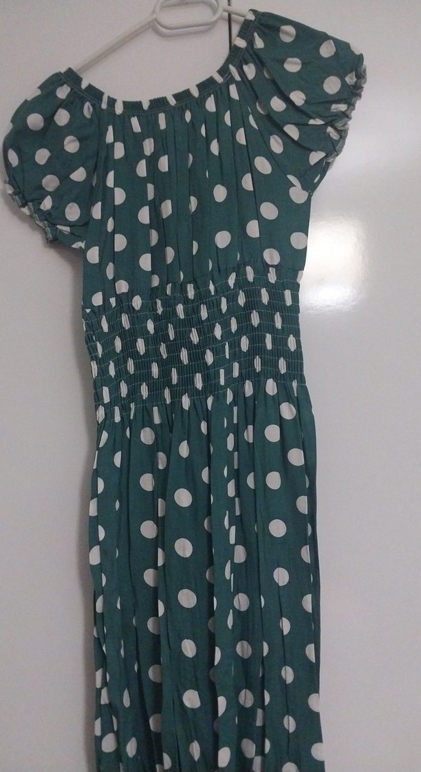 Puantiye Desenli Uzun Bohem Elbise - Görsel 3