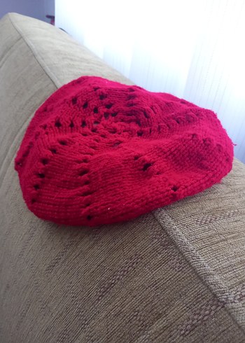 Kırmızı Örgü Kadın Atkı - Görsel 4