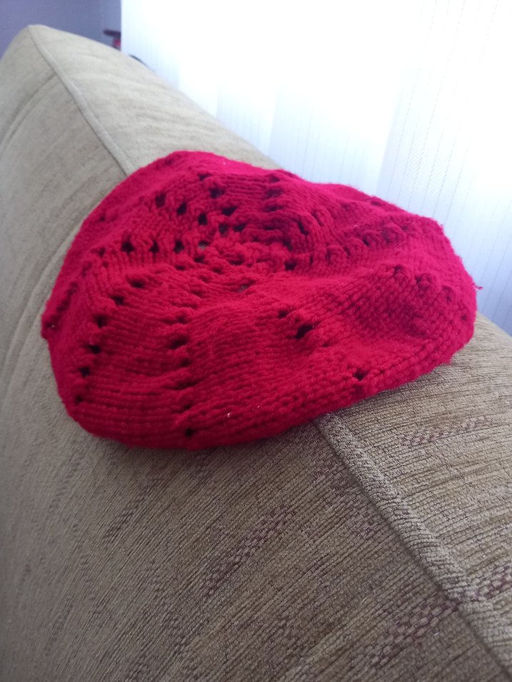 Kırmızı Örgü Kadın Atkı - Görsel 4