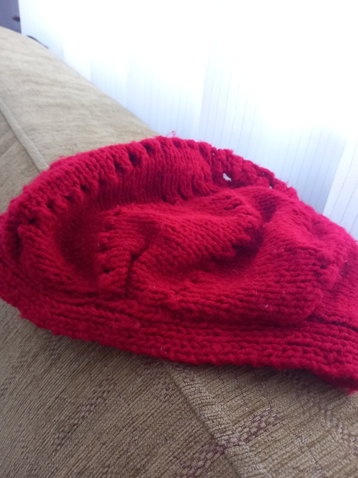 Kırmızı Örgü Kadın Atkı - Görsel 3