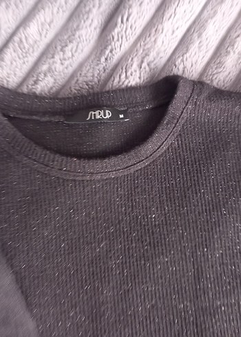 Gri Uzun Kollu Örgü Triko Kazak - Görsel 2