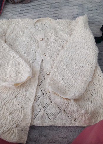 Beyaz Örgü Hamile Hırka - Görsel 2