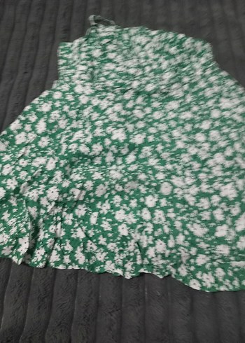 Yeşil Çiçek Desenli Mini Elbise - Görsel 3