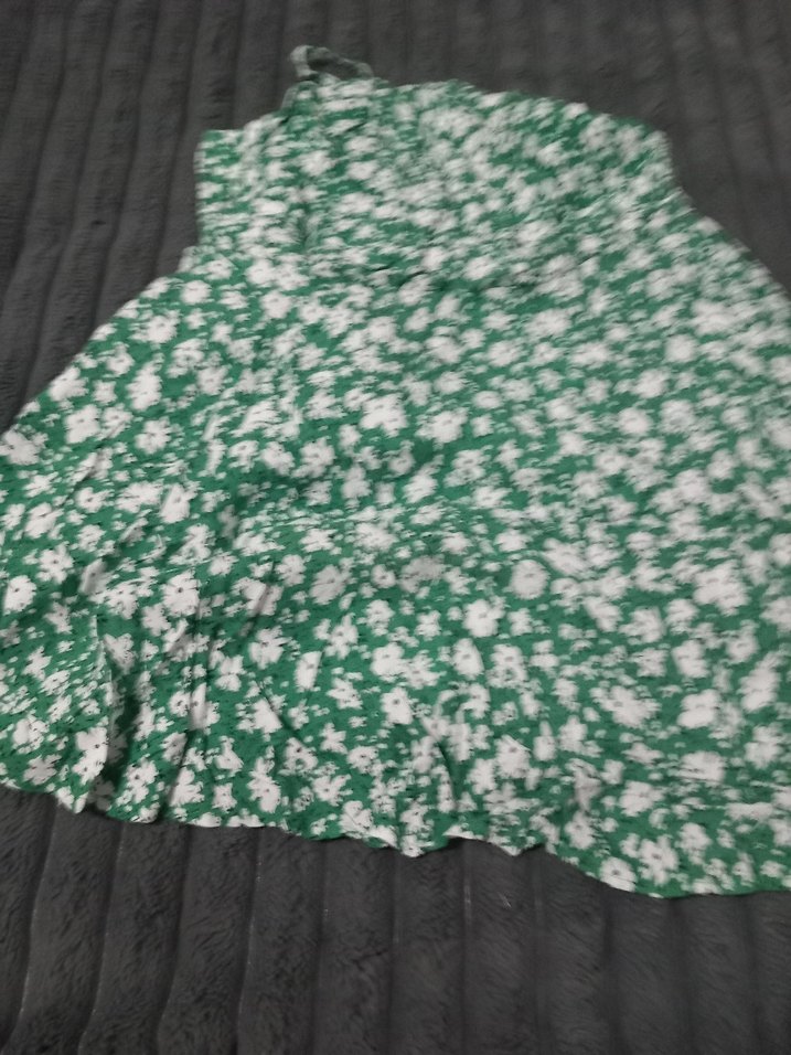 Yeşil Çiçek Desenli Mini Elbise - Görsel 3