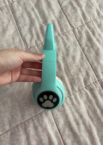 Turkuaz Kedi Kulaklı Pastel Kulaklık - Görsel 3