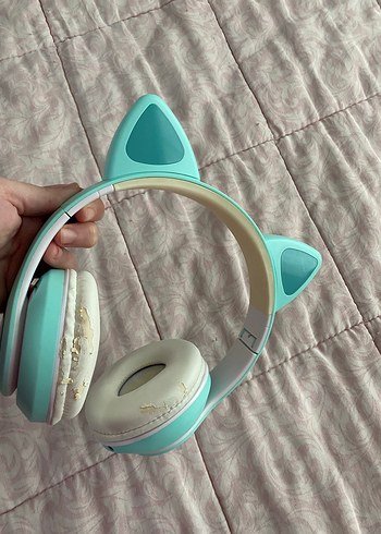Turkuaz Kedi Kulaklı Pastel Kulaklık - Görsel 4