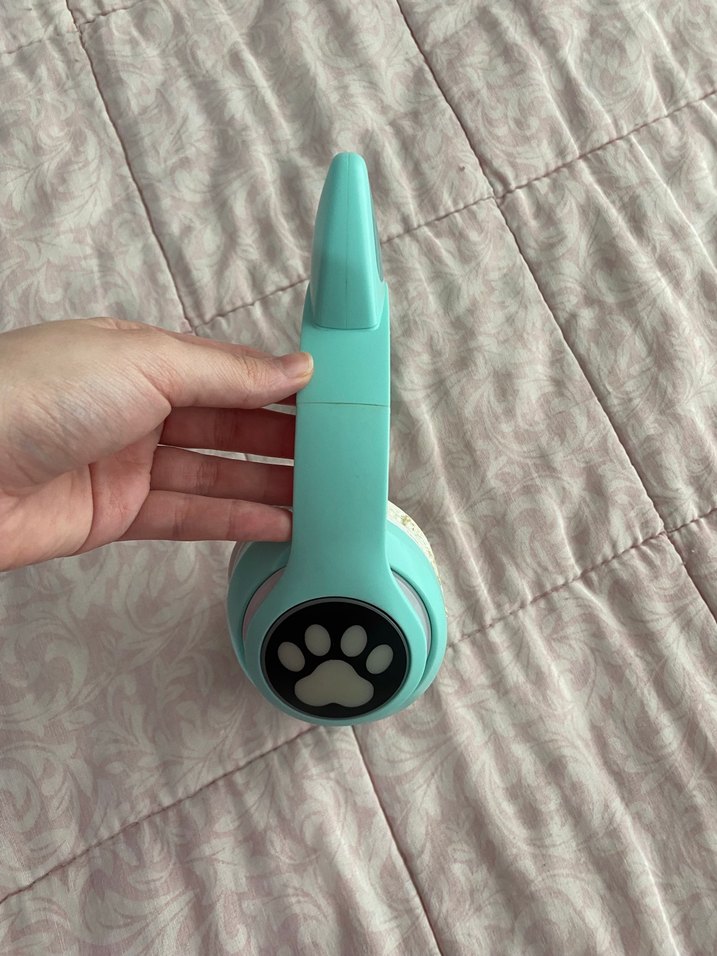 Turkuaz Kedi Kulaklı Pastel Kulaklık - Görsel 3