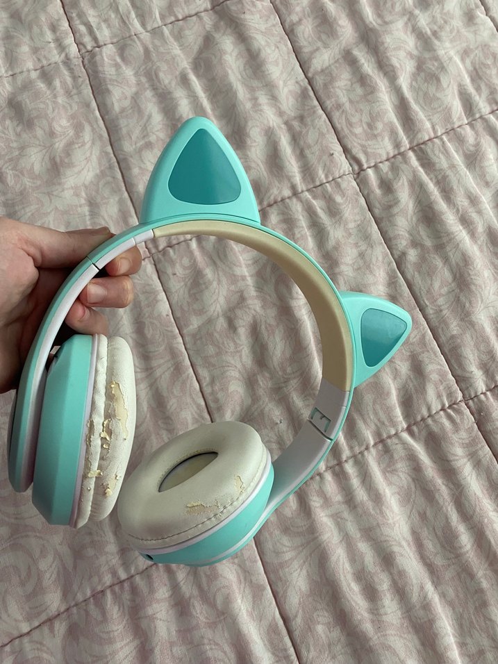 Turkuaz Kedi Kulaklı Pastel Kulaklık - Görsel 4