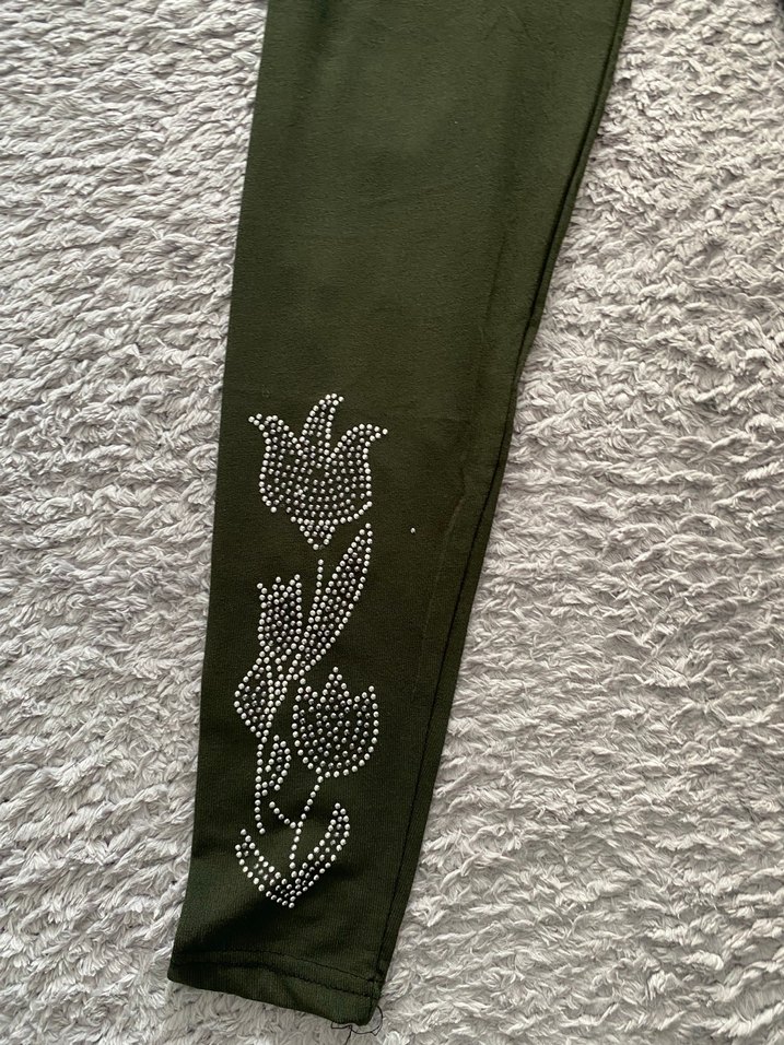 Kadın Yeşil Payetli Rahat Kesim Tayt - Görsel 2