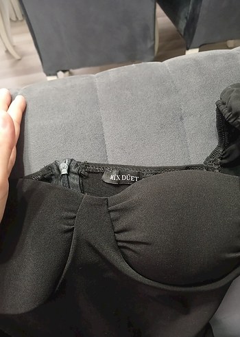 Drapeli Gri Hamile Midi Elbise - Görsel 2