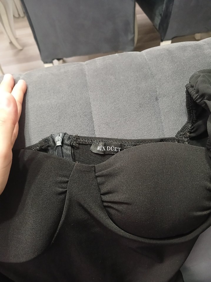 Drapeli Gri Hamile Midi Elbise - Görsel 2