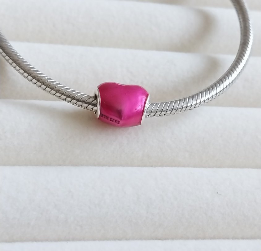 Metalik Pembe Kalp Charm - Görsel 3