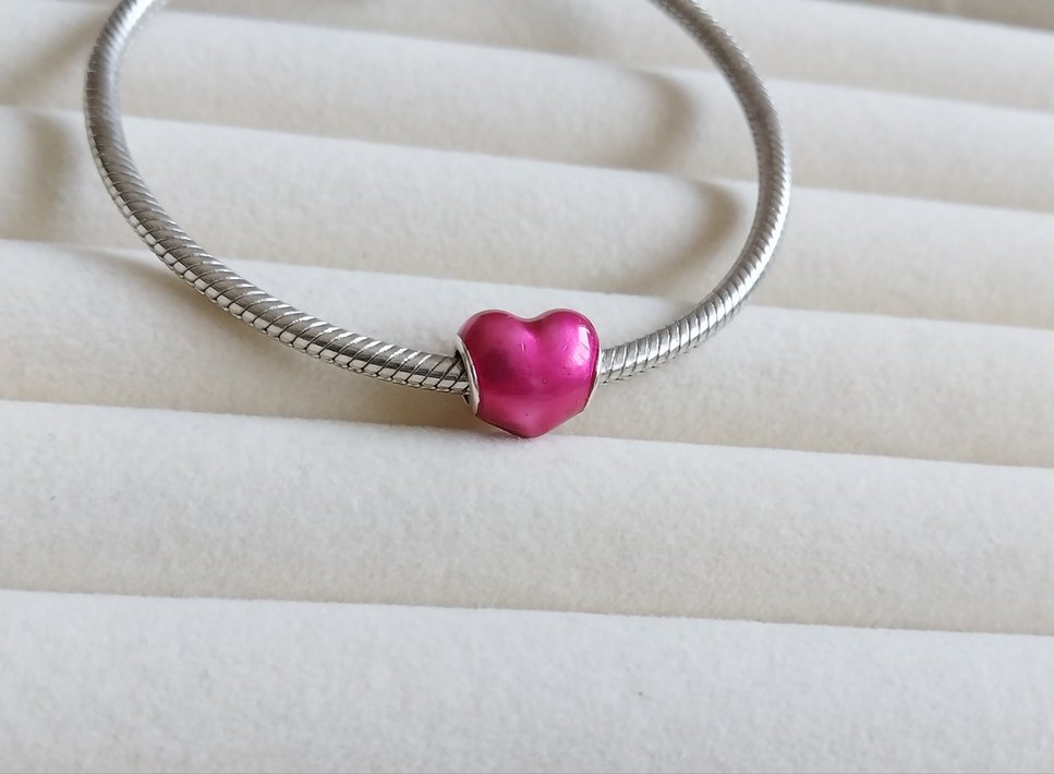 Metalik Pembe Kalp Charm - Görsel 2