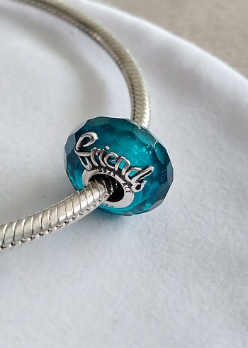 Kesme Yüzeyli Turkuaz Murano Cam Arkadaşlık  Charm - Görsel 6