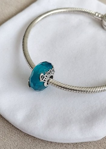 Kesme Yüzeyli Turkuaz Murano Cam Arkadaşlık  Charm - Görsel 2