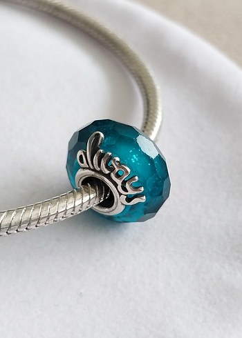 Kesme Yüzeyli Turkuaz Murano Cam Arkadaşlık  Charm - Görsel 5