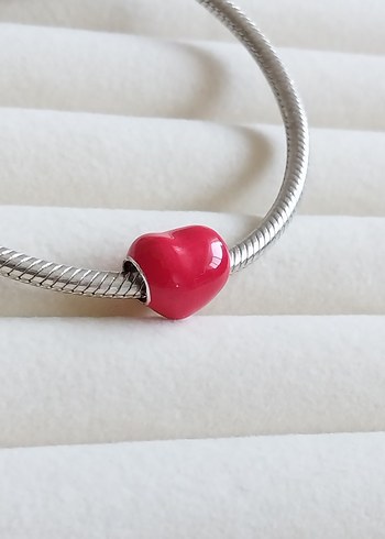 Metalik Kırmızı Kalp Charm - Görsel 3