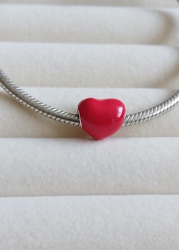Metalik Kırmızı Kalp Charm - Görsel 2
