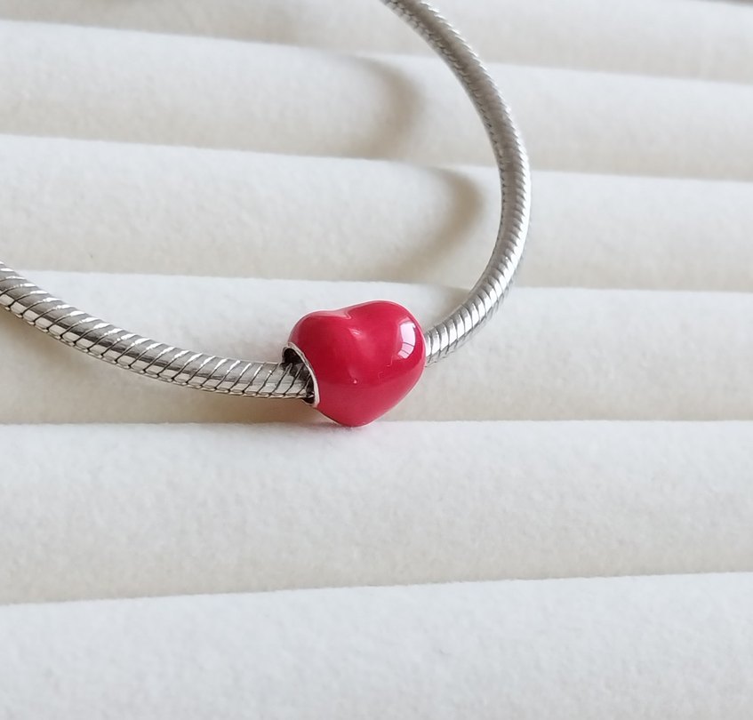 Metalik Kırmızı Kalp Charm - Görsel 3